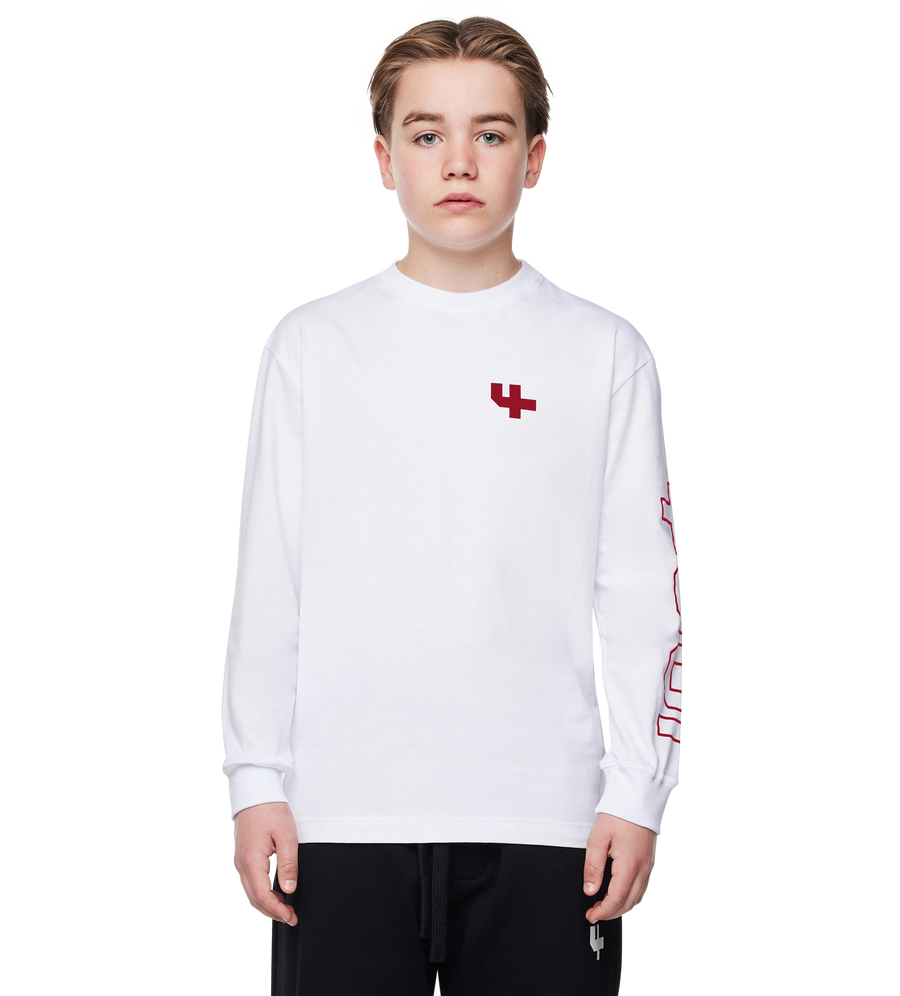 Outline Longsleeve Cuffed White/ Savvy Red