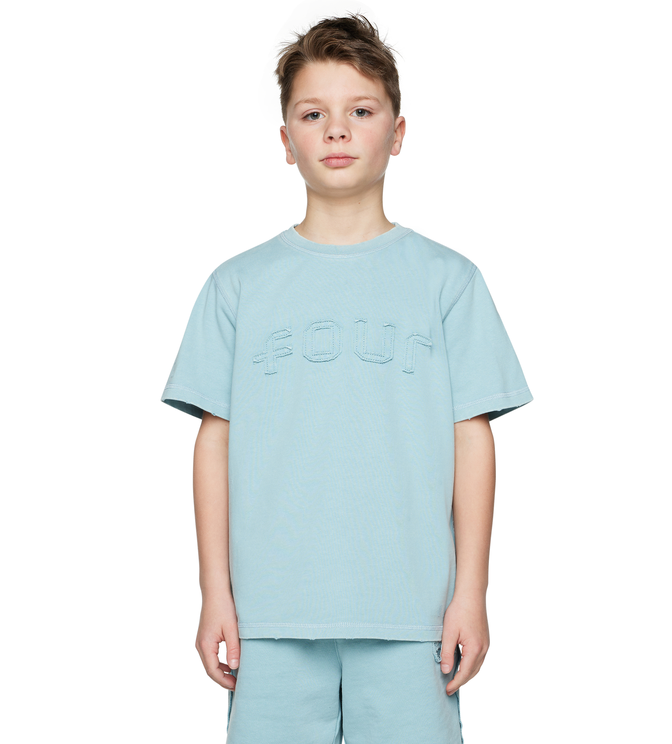 Destroyed T-Shirt Washed Aqua Gray