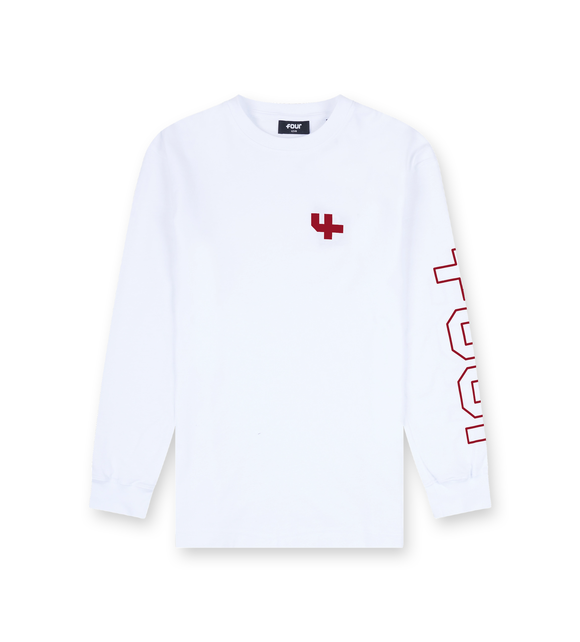 Outline Longsleeve Geboeid wit/savvy rood