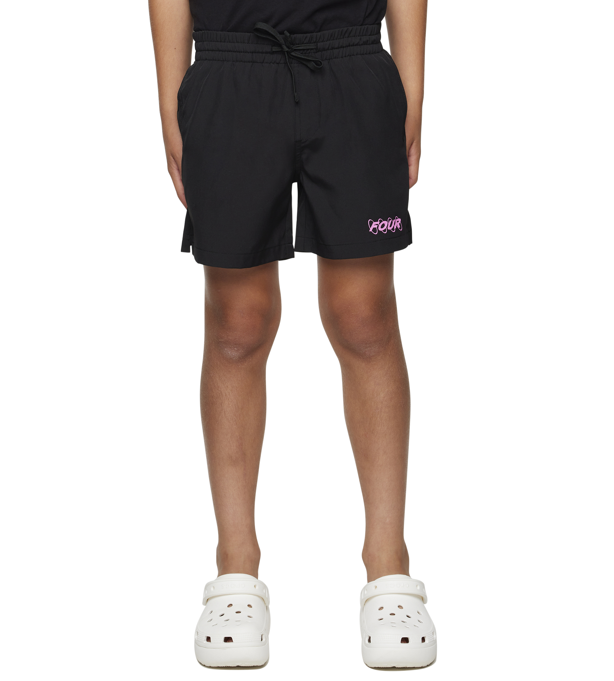 FOUR Circles Logo Swim Shorts in Black/ Pink