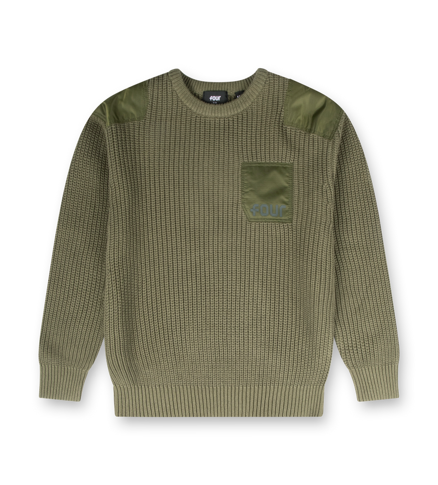 Logo Knitted Crewneck Nylon Moss Green