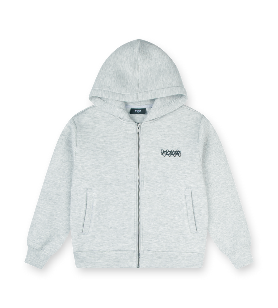 Circles Scuba Zip Up Hoodie Vest Grey Melange