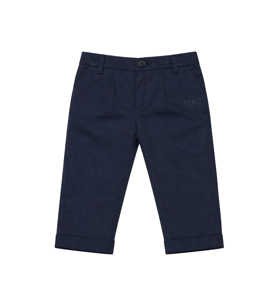 Fendi Marineblauwe gabardinebroek met FF-tailleband in marineblauw