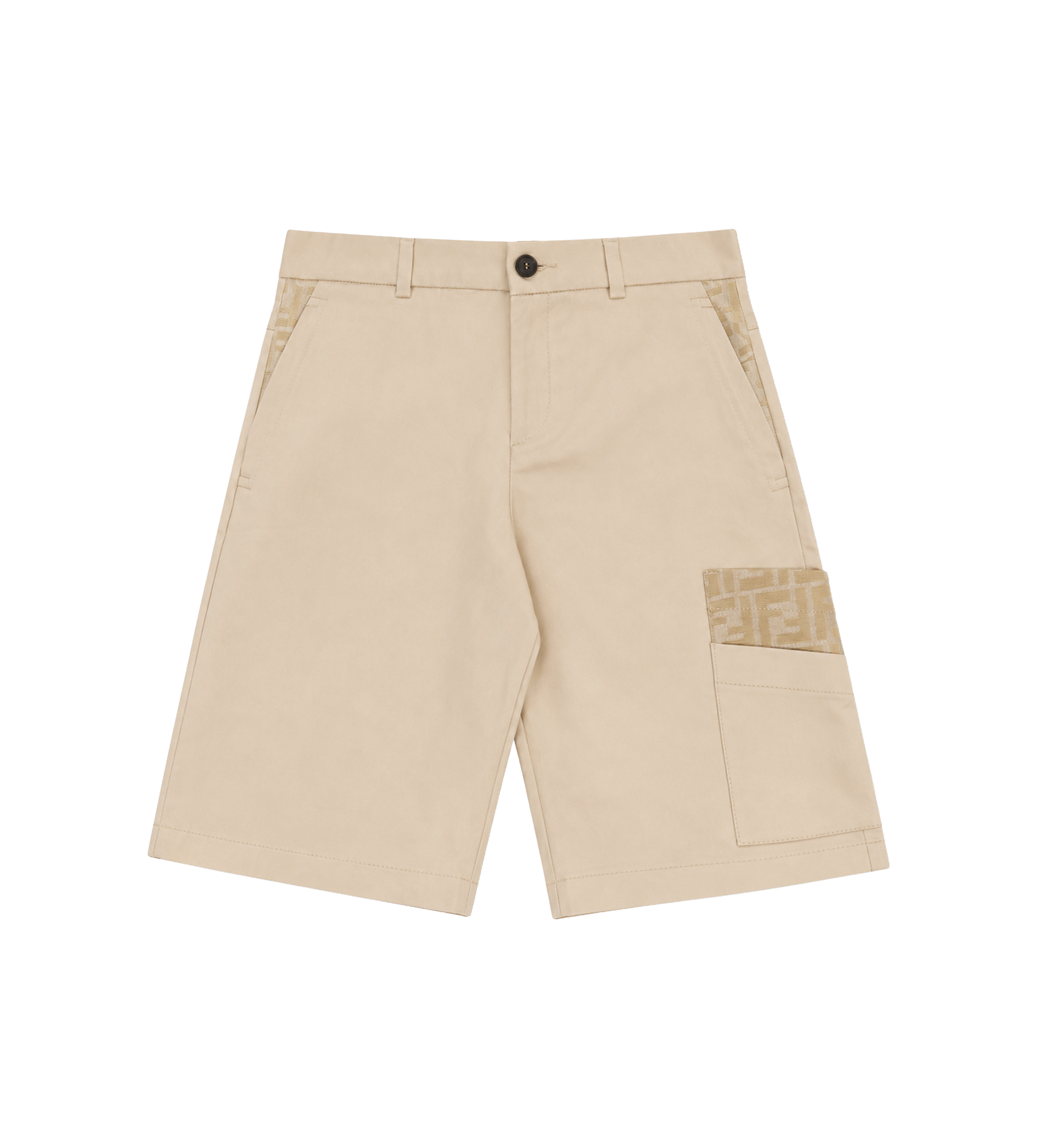 Fendi Kids Eavy Gabardine Shorts in Beige