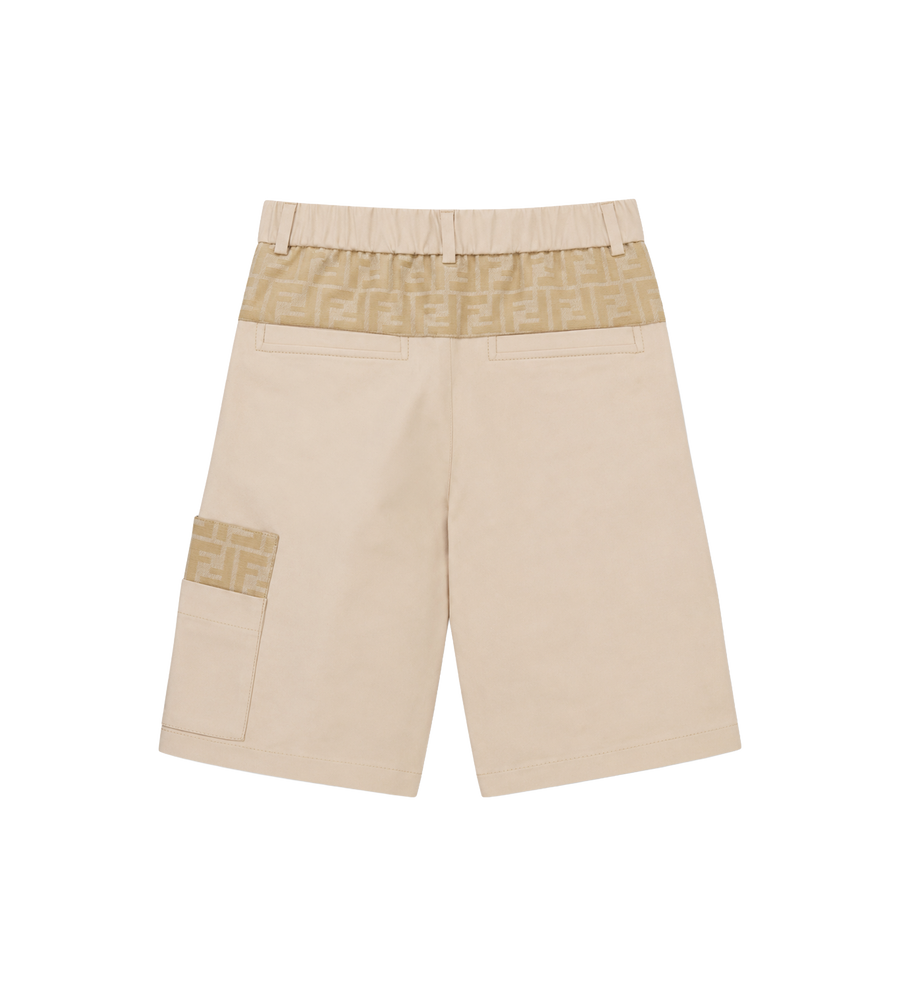 Fendi Kids Eavy Gabardine Shorts in Beige