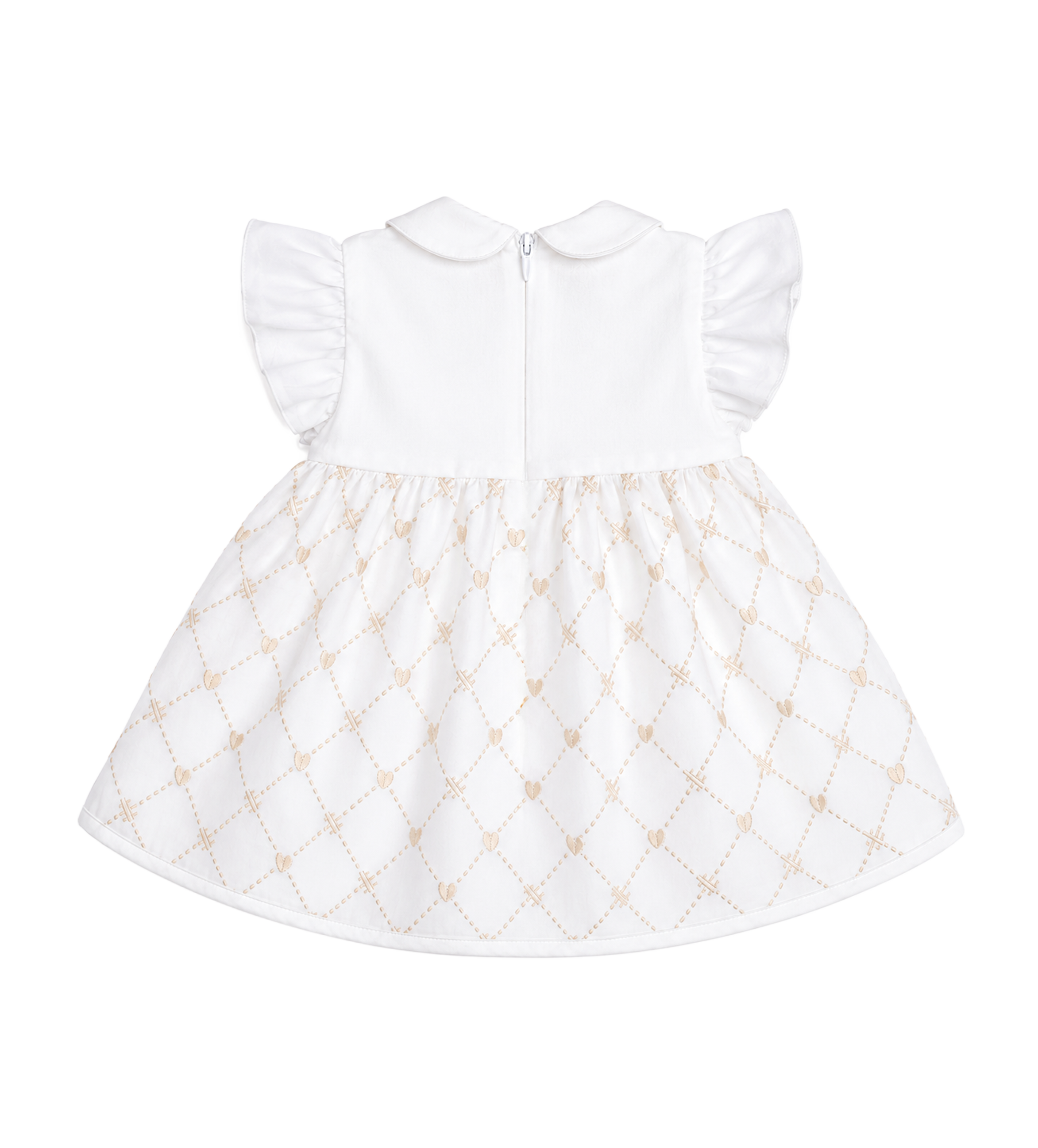 First Baby Dress with Bow in White/Beige