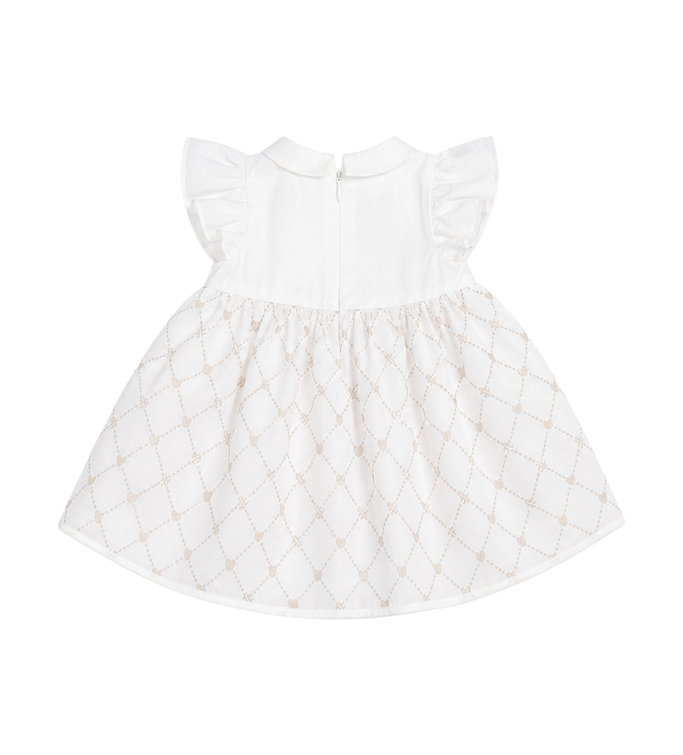 First Organza Dress with Bow in White/Beige