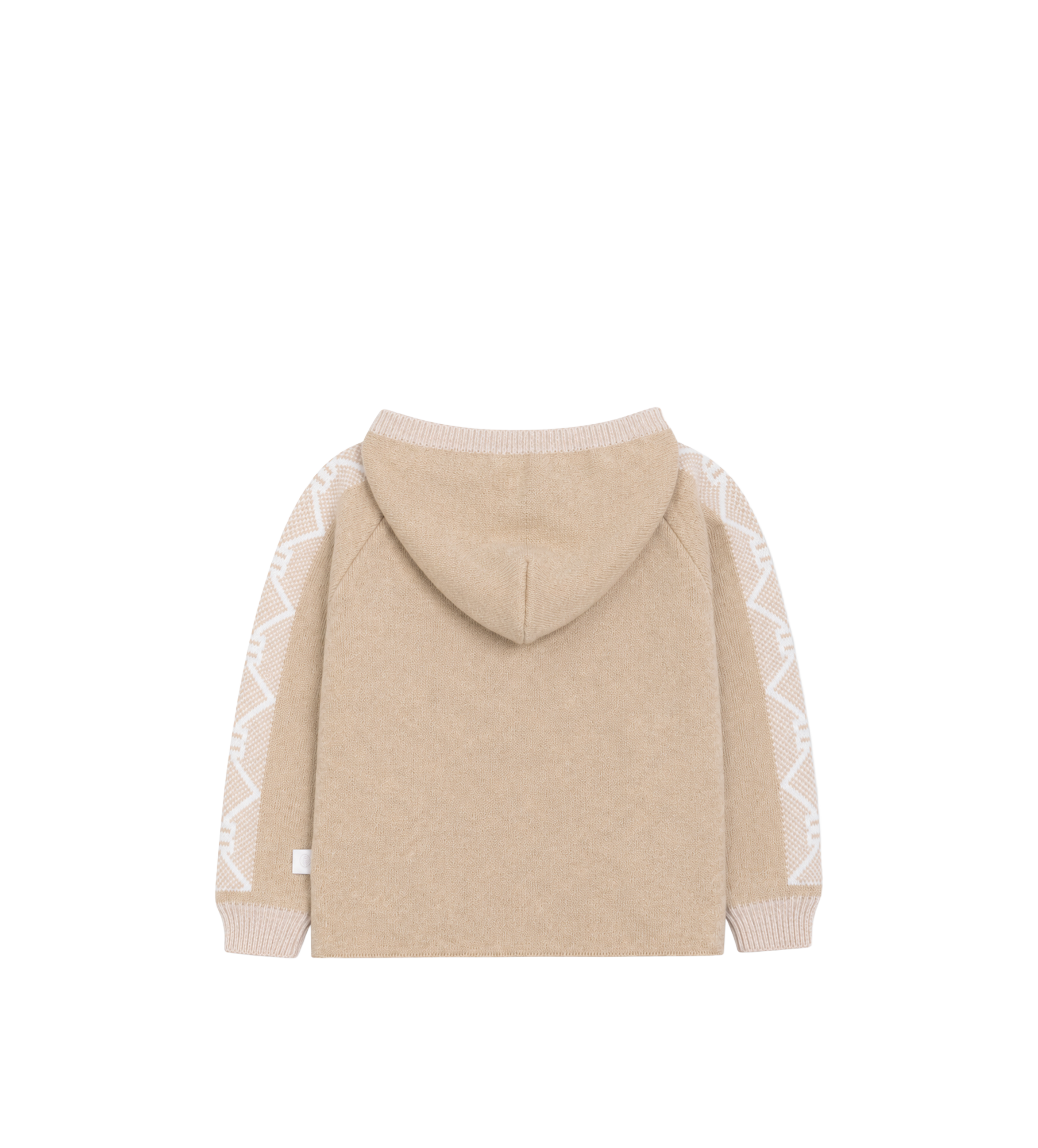 First Beige Knitted Hooded Jacket in Beige
