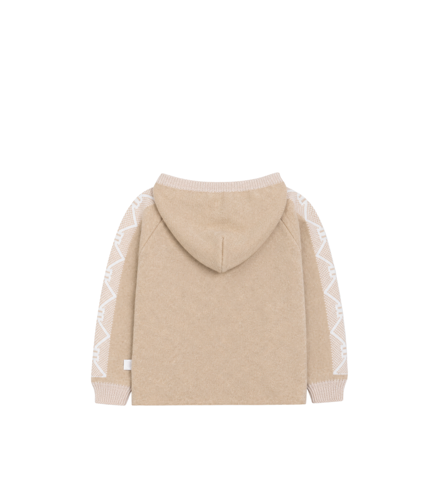 Baby Beige Knitted Beige jack met capuchon