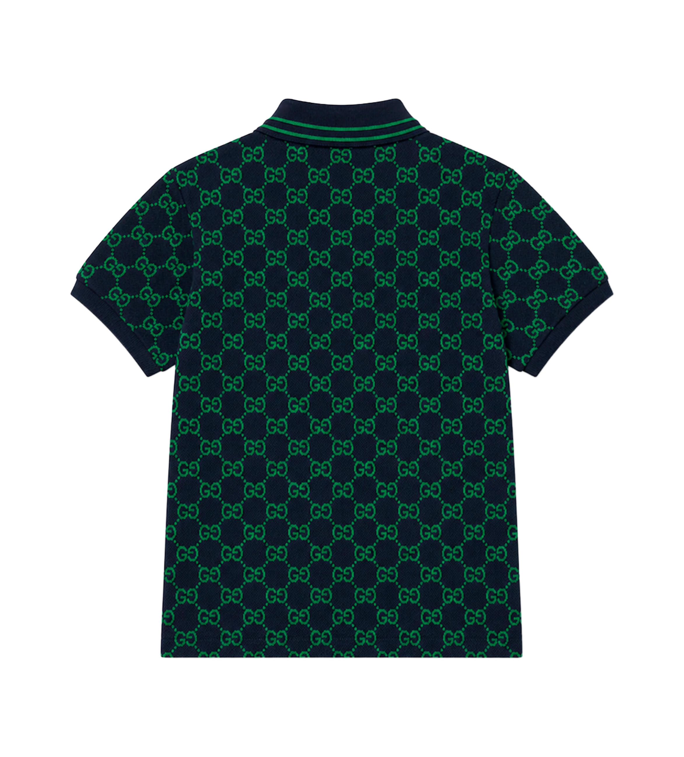 Gucci Children’s GG Cotton Polo Shirt in Navy/Green