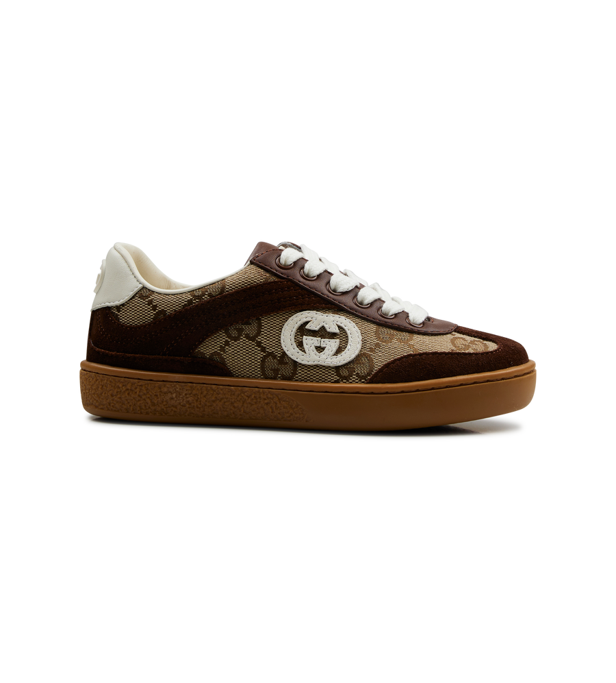 brown and beige sneaker by gucci