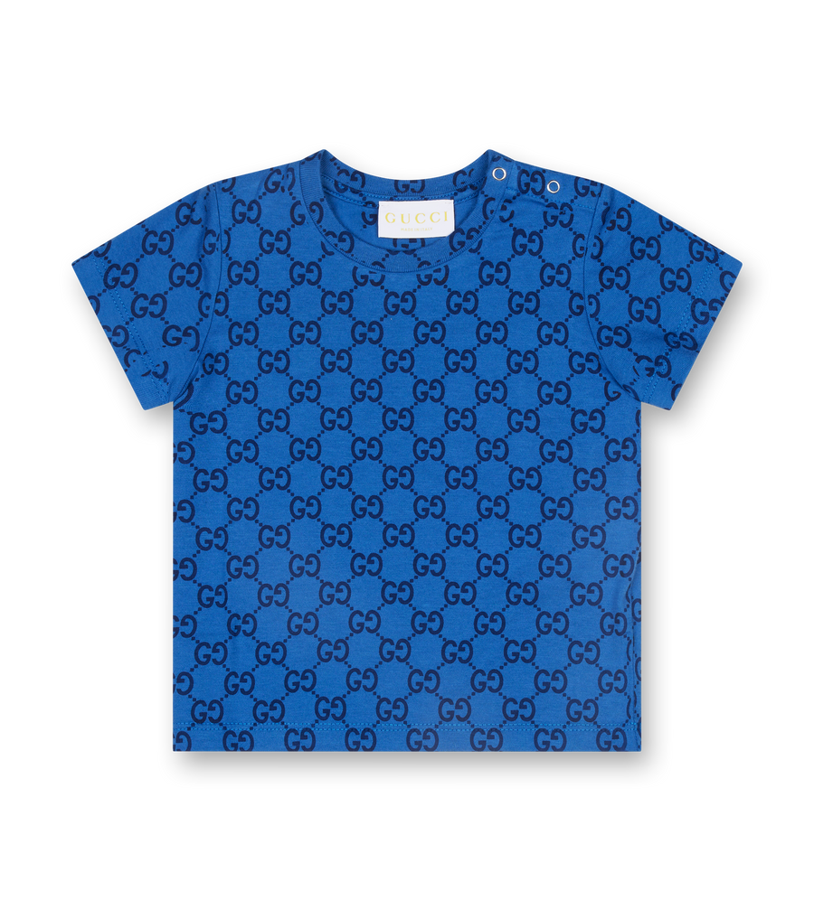 Blue T-shirt with Gucci GG logo print