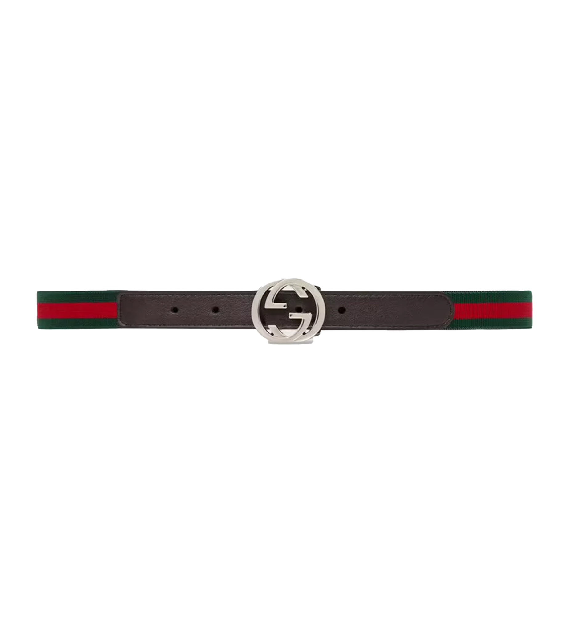Gucci Omkeerbare riem met in elkaar grijpende G-gesp in bruin, groen en rood (kinderen)