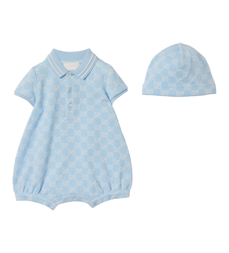 Gucci Baby GG Cotton Two-Piece Gift Set in Blue