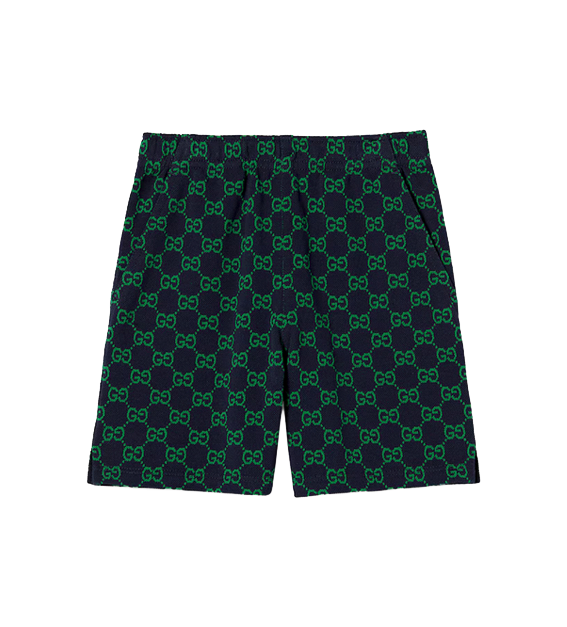 Gucci Children’s GG Cotton Shorts in Navy/Green