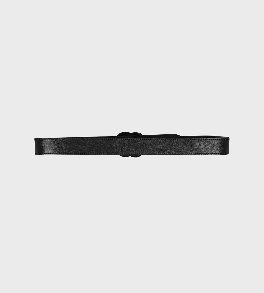 Kids GG Buckle Leather Belt in Black