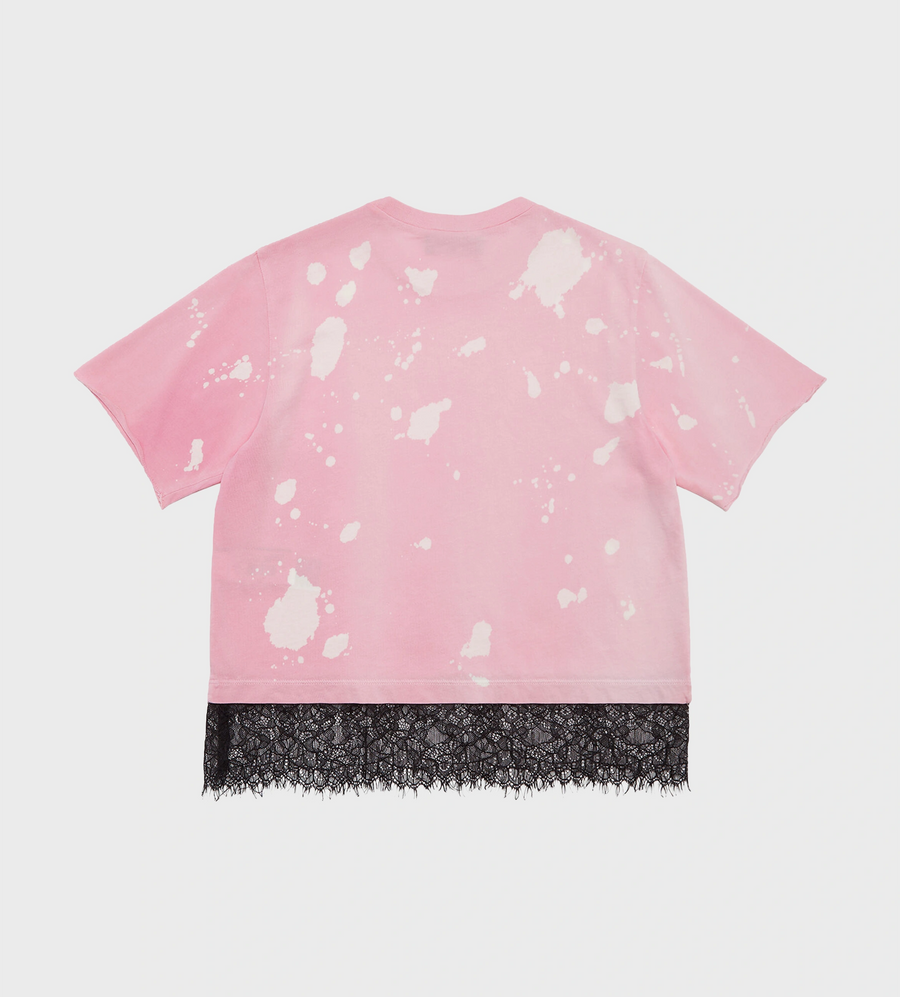 Vintage Effect T-shirt With Lace Pink