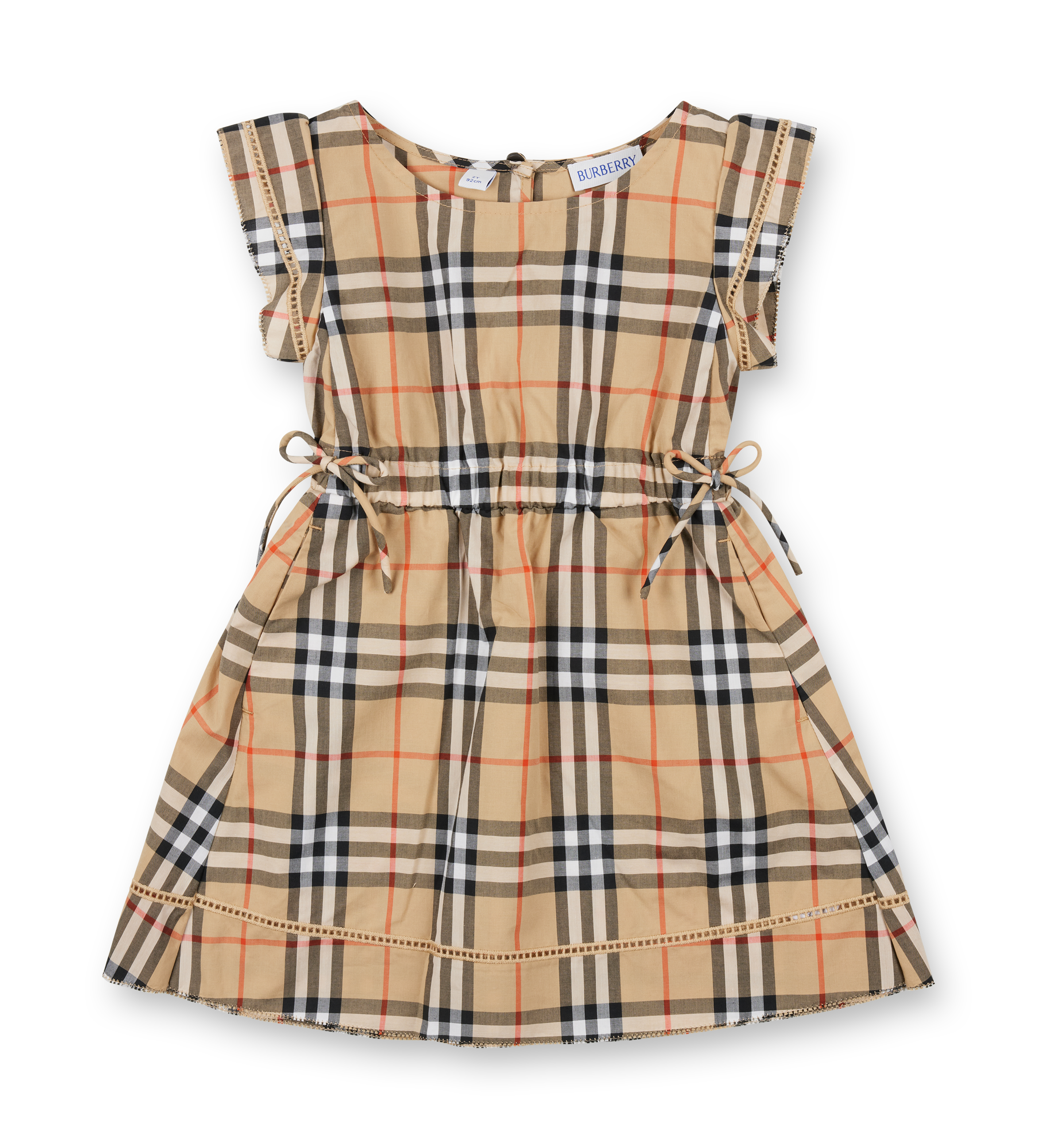 Burberry Geruite Katoenen Jurk in Zandbeige (Baby)
