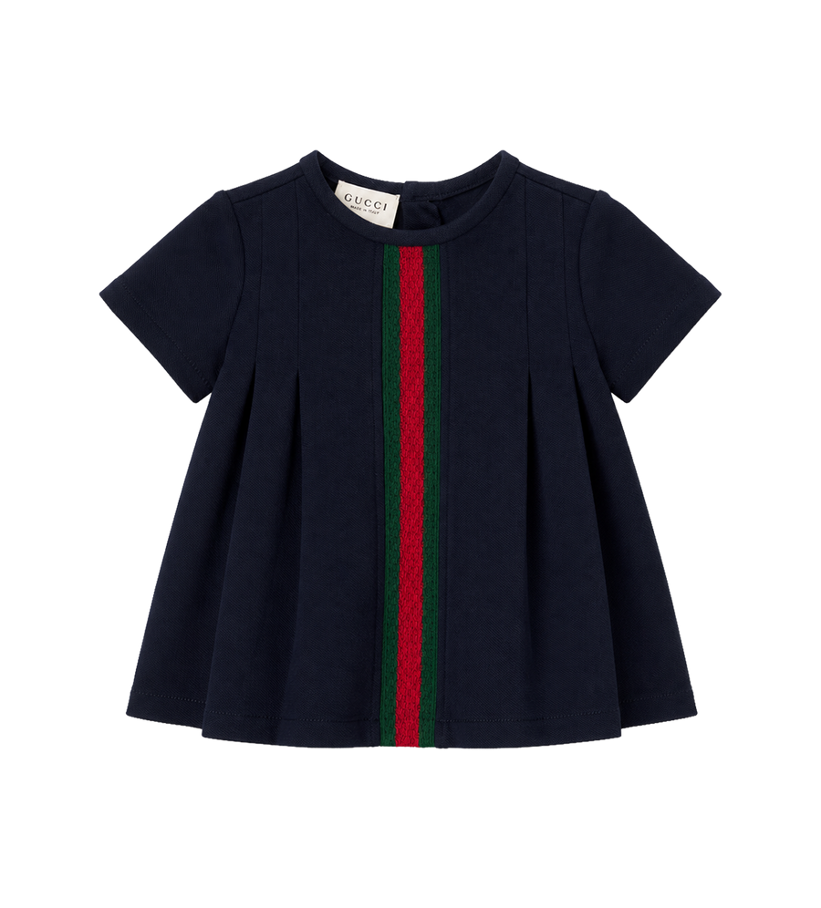 Baby Webstreep katoenmix piquéjurk blauw