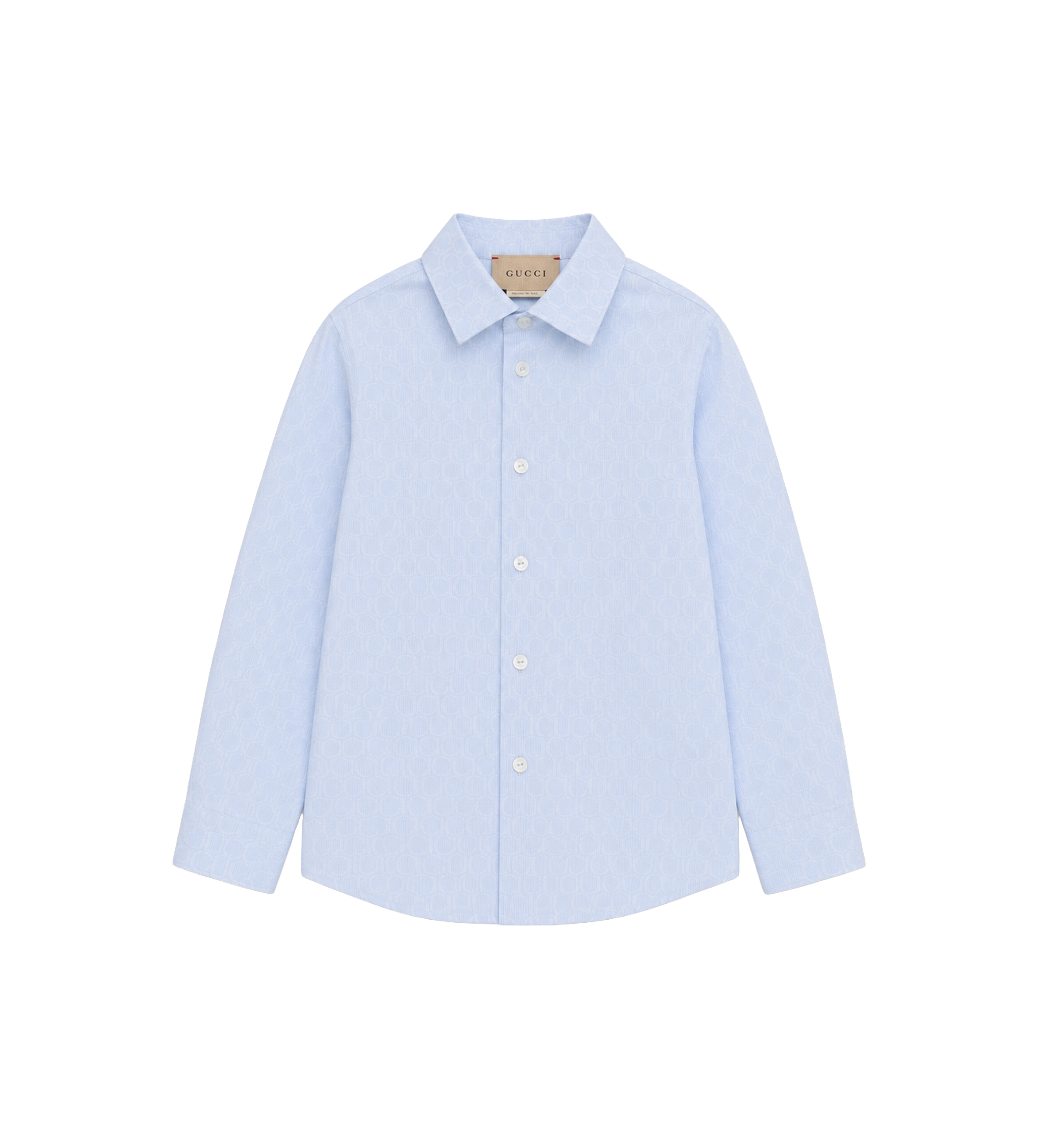 Kids Jacquard overhemd met ronde zoom, wit/beige