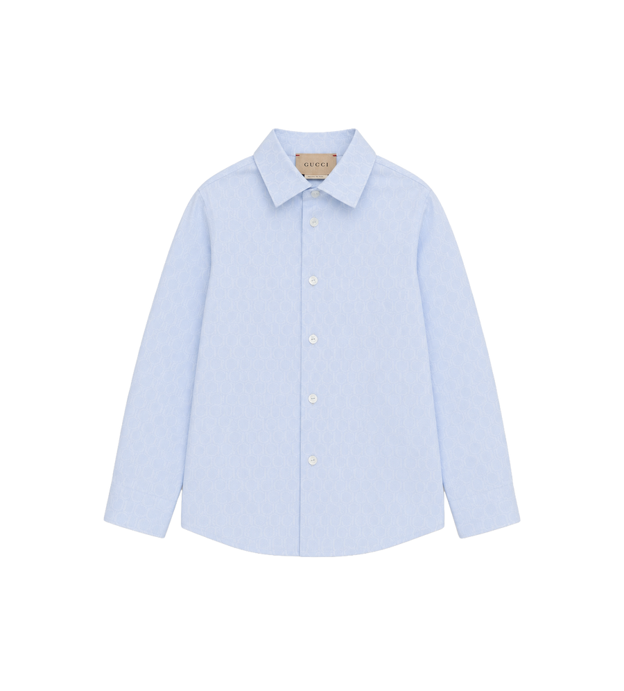 Kids Jacquard overhemd met ronde zoom, wit/beige