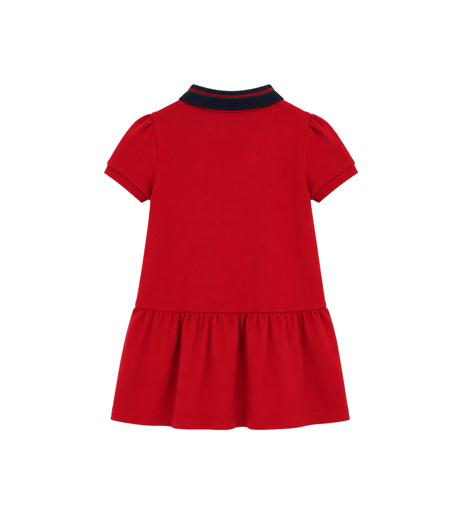 Kids Cotton Polo Dress Red