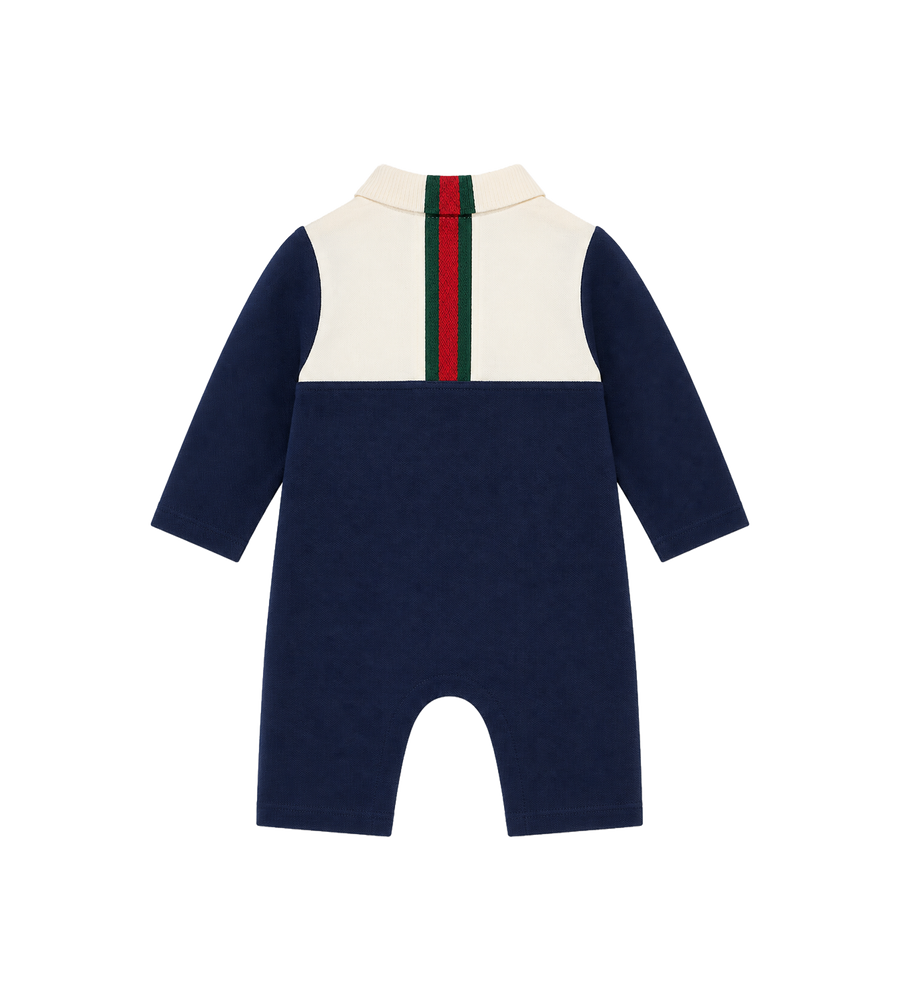 Baby Cotton One-Piece with Web Oltremare