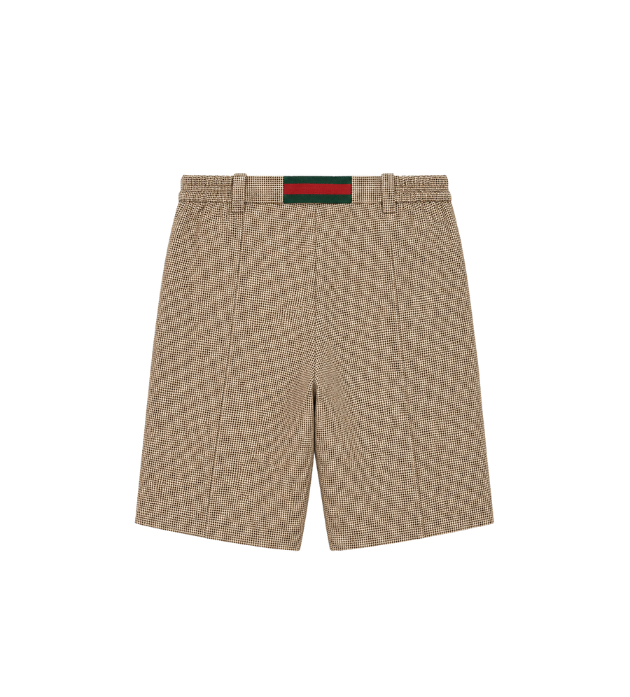 Baby Houndstooth Virgin Wool Blend Trousers Brown / Beige