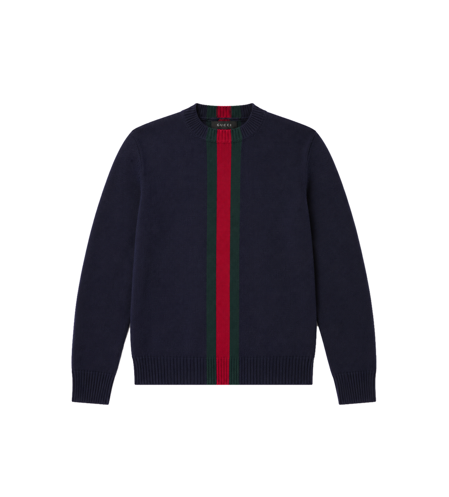 Baby Webgestreepte wollen trui marineblauw