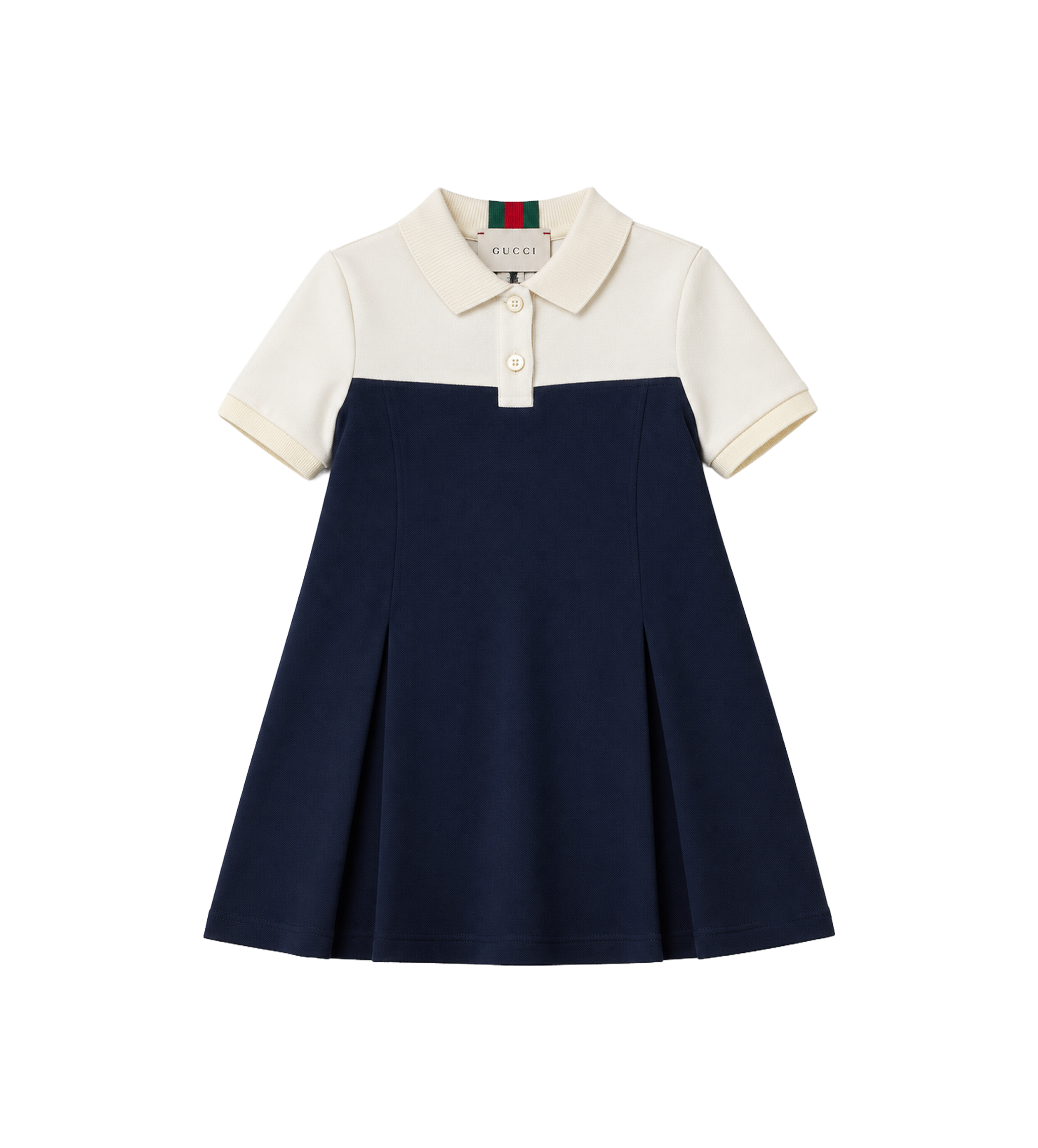 Kids Webstreep katoenmix piquéjurk blauw