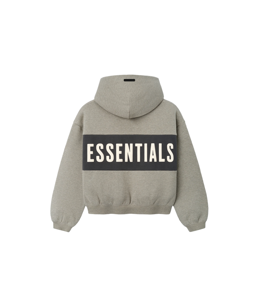 Kids Cropped Relaxed Paneled Hoodie Grijs