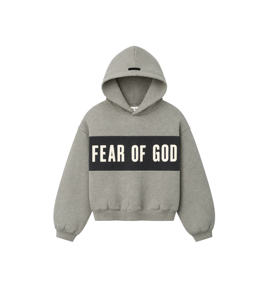 Kids Cropped Relaxed Paneled Hoodie Grey