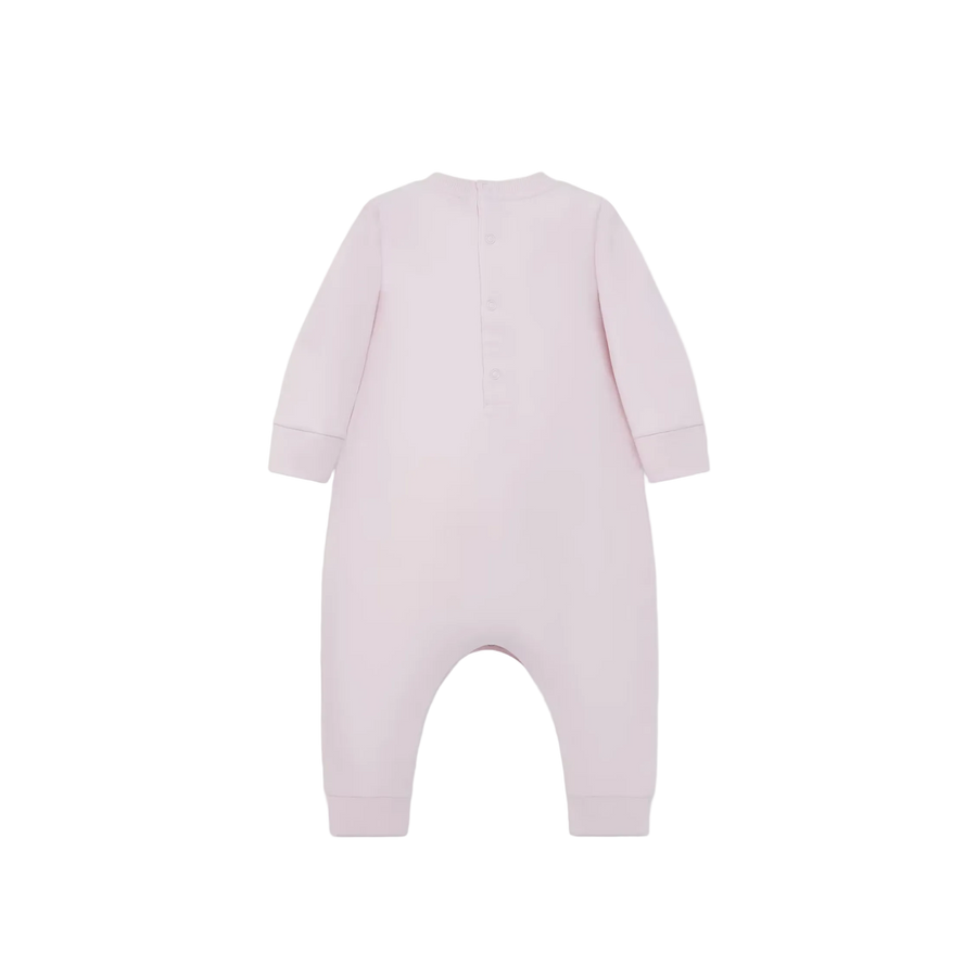 Moncler Logo Cotton Baby Grow Romper in Light Pink