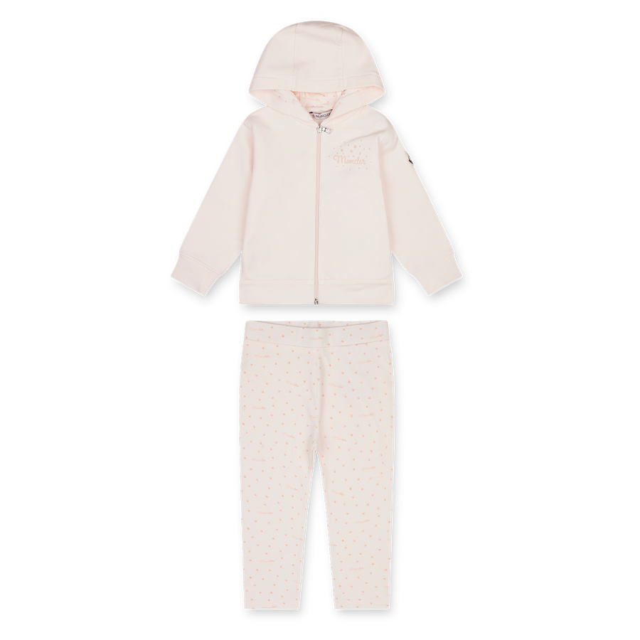 Moncler Star Print Cotton Tracksuit Set in Light Pink (Baby)