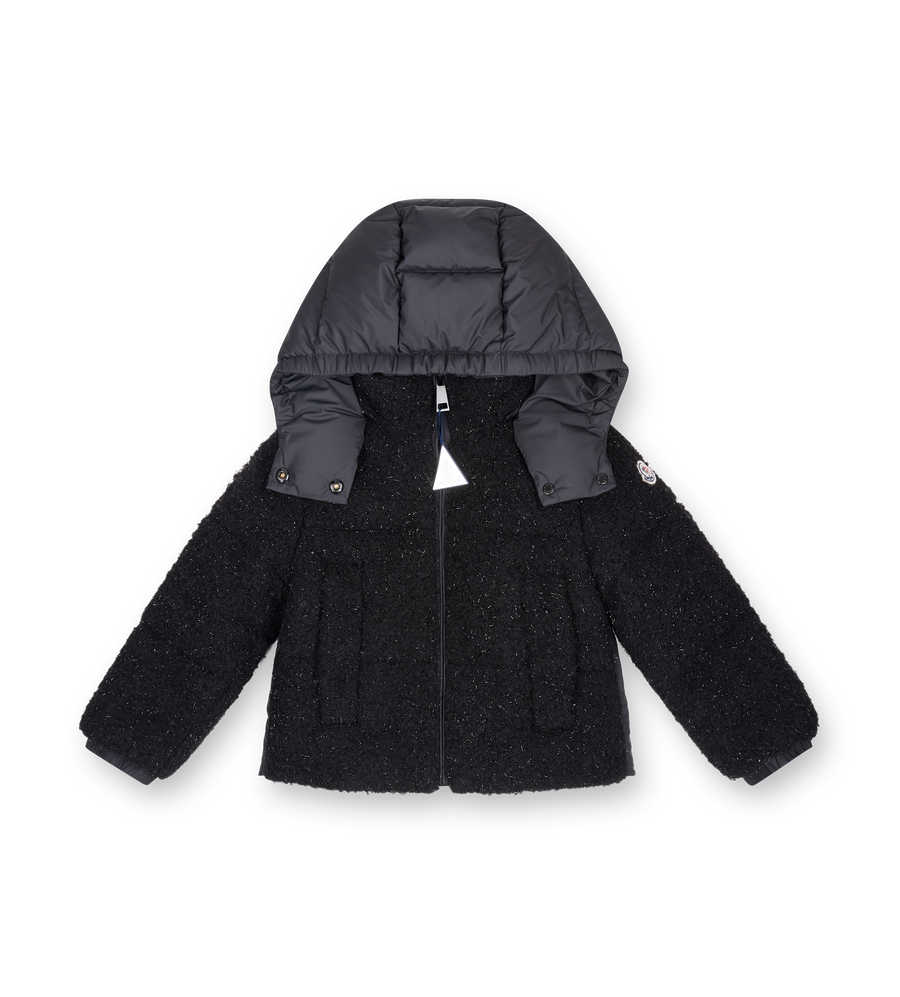 Moncler Zambiaga Teddy Hooded Down Jacket in Black