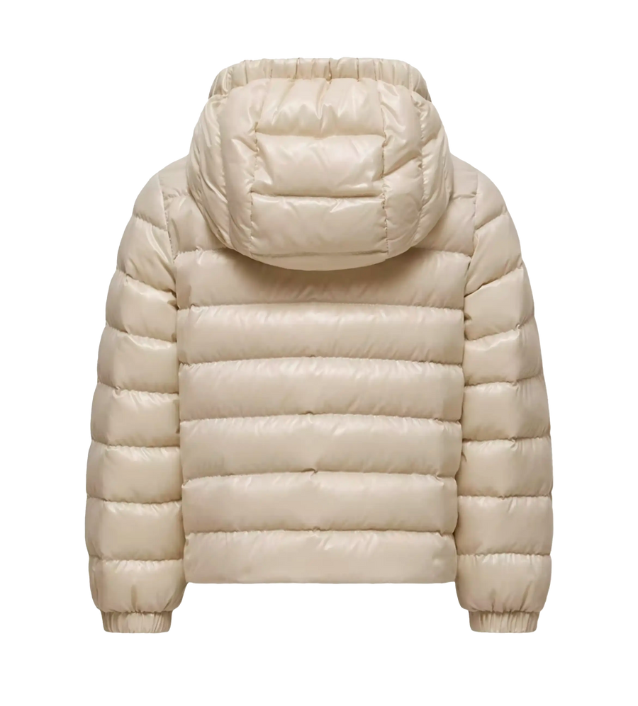 Moncler Ela Hooded Down Jacket in Light Beige