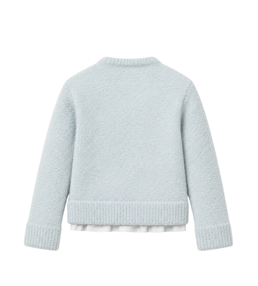 Kids Embroidered Wool-Blend Jumper Light Blue