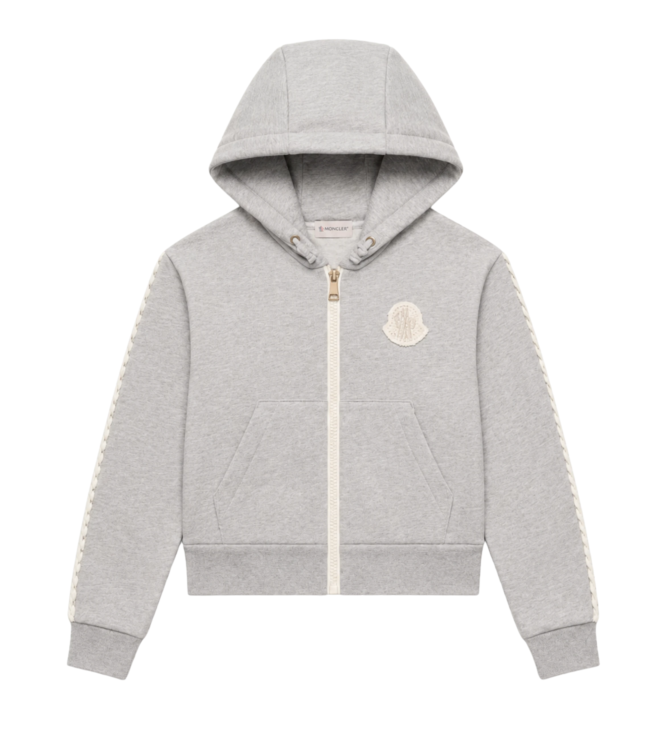Moncler Girls Zip-Up Hoodie Katoenfleece Grijs