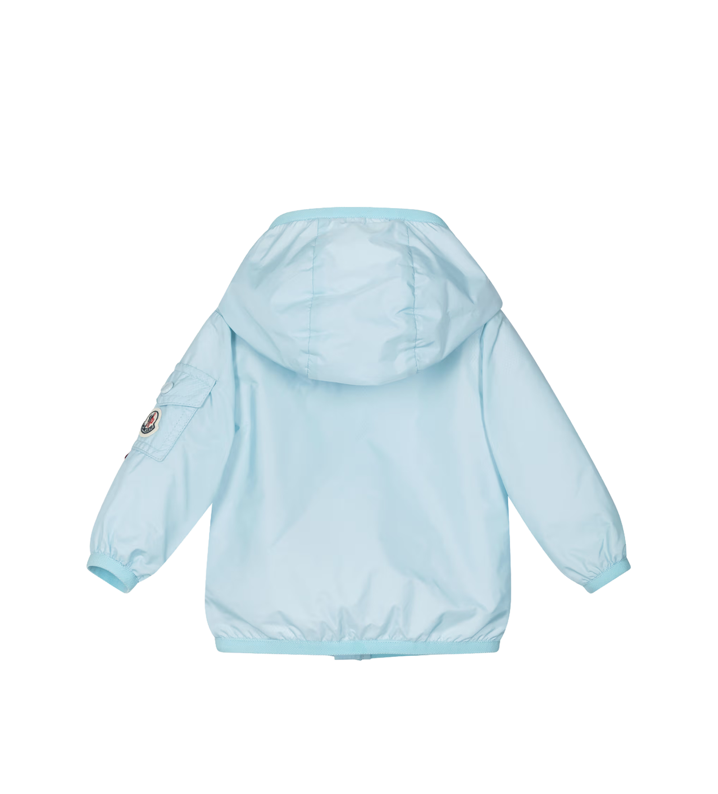Moncler Enfant lichtgewicht jack met capuchon in lichtblauw