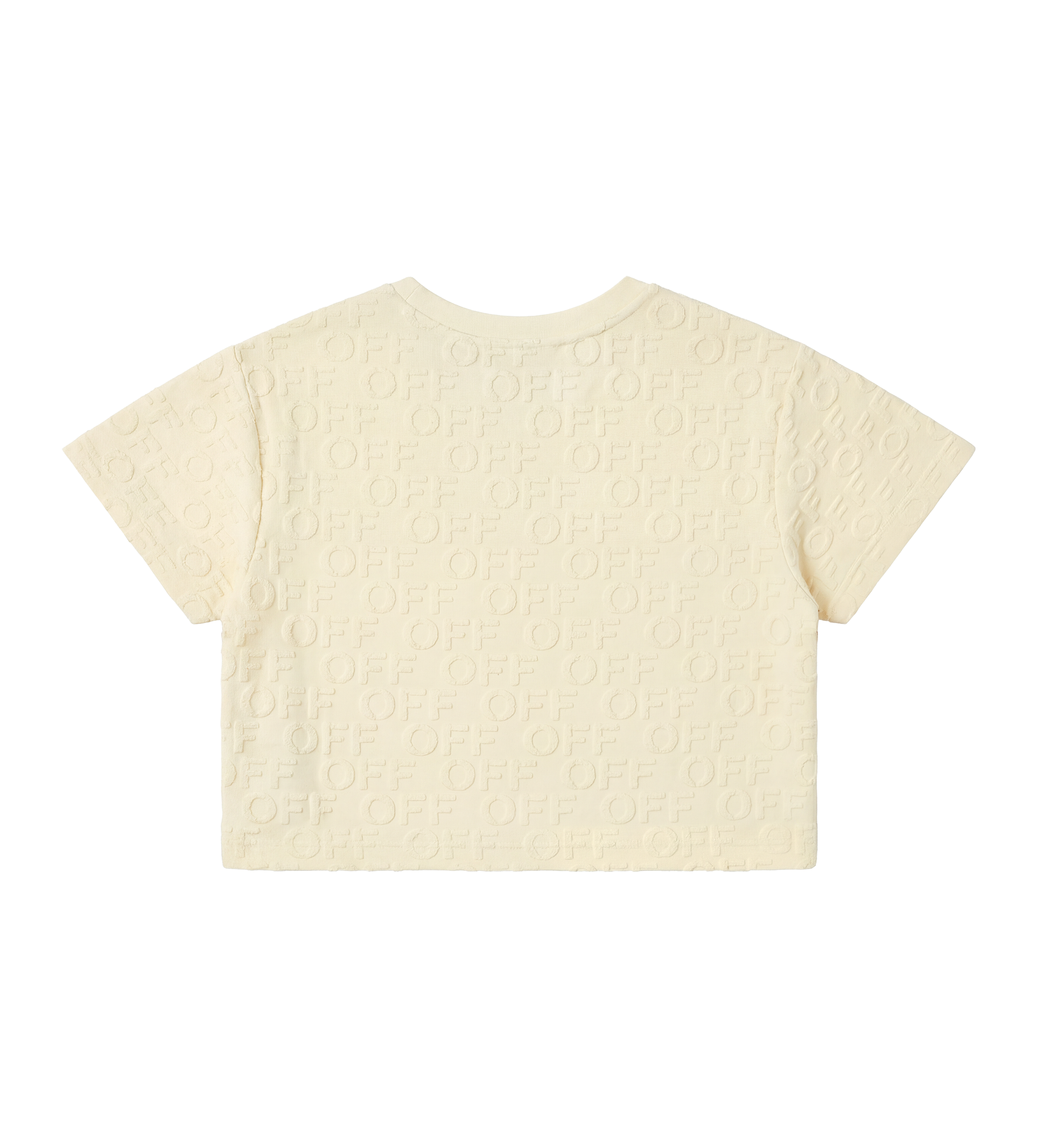 Off-White Cropped T-shirt met reliëflogo voor kinderen in geel