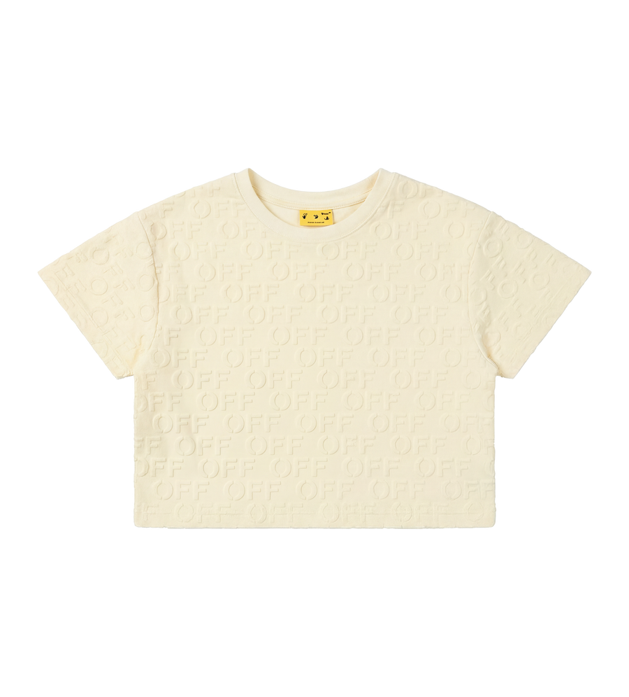 Off-White Kids Cropped Embossed Logo T-Shirt in Yellow
