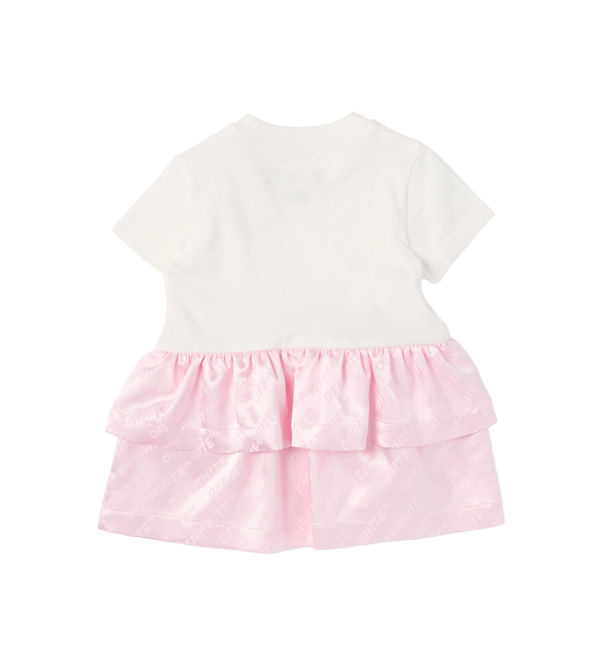 Off-White Jacquard Off Satin Mix Dress in Pink