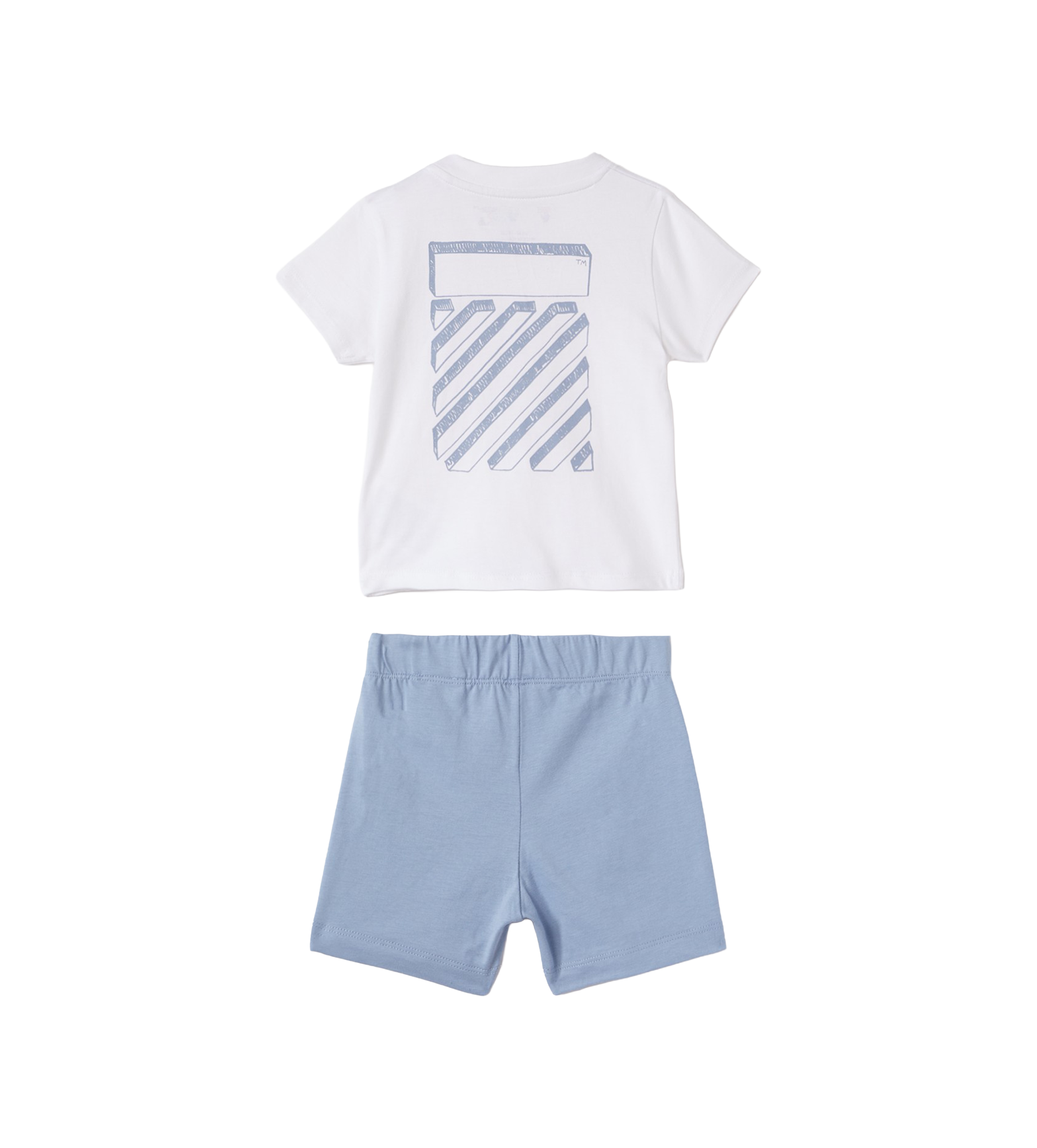 Off-White Scribble T-Shirt Shorts Set in White/Blue