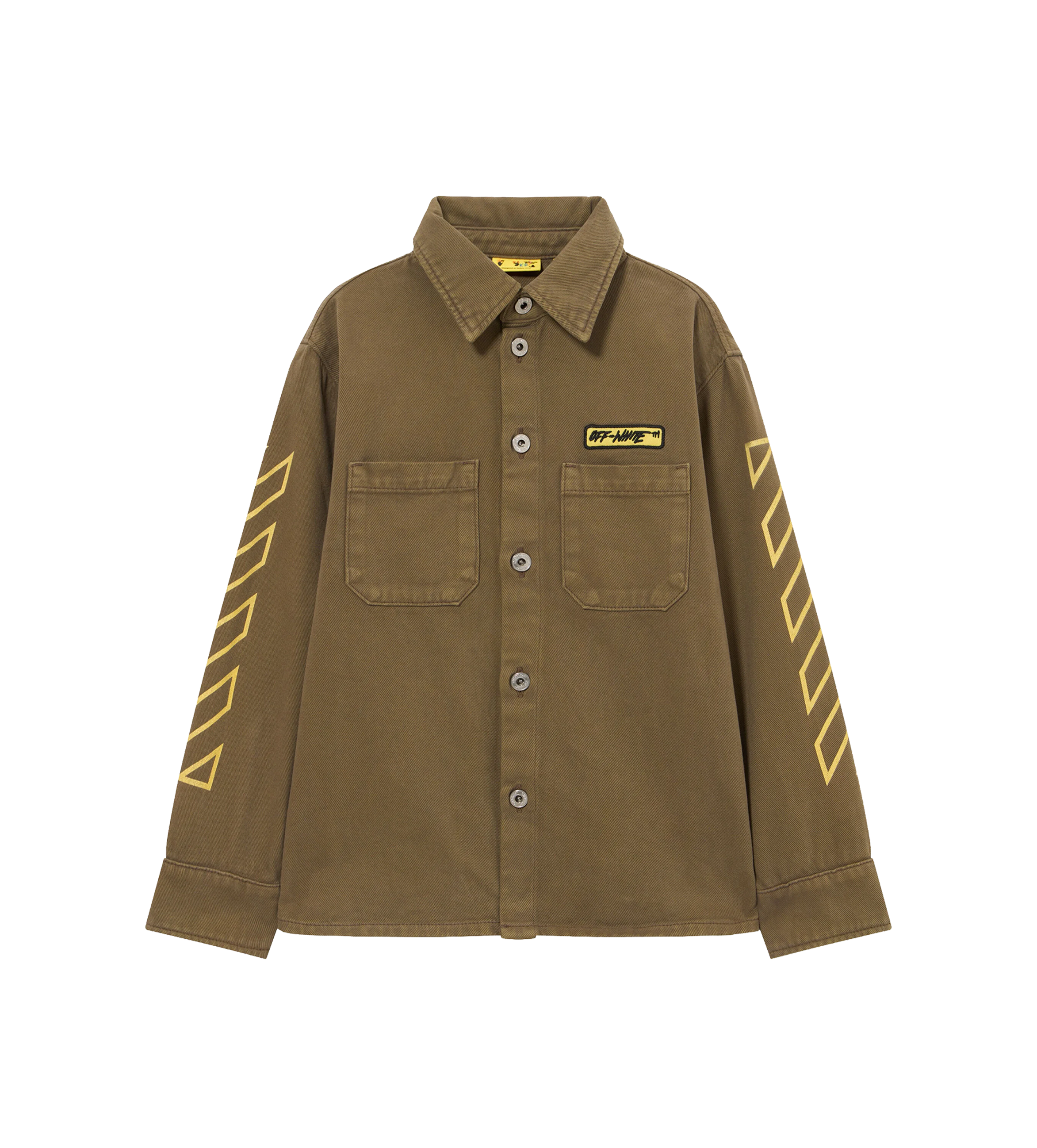 Off-White Logo Patch Diagonal Long-Sleeved Shirt in Olive