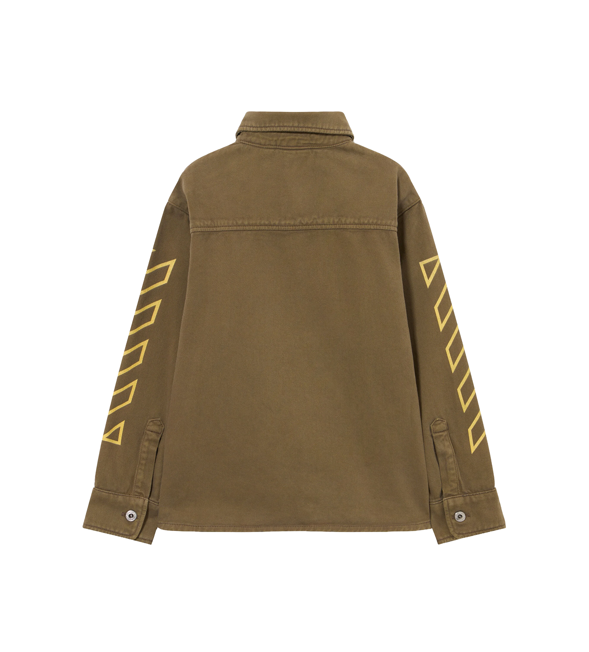 Off-White Logo Patch Diagonal Long-Sleeved Shirt in Olive