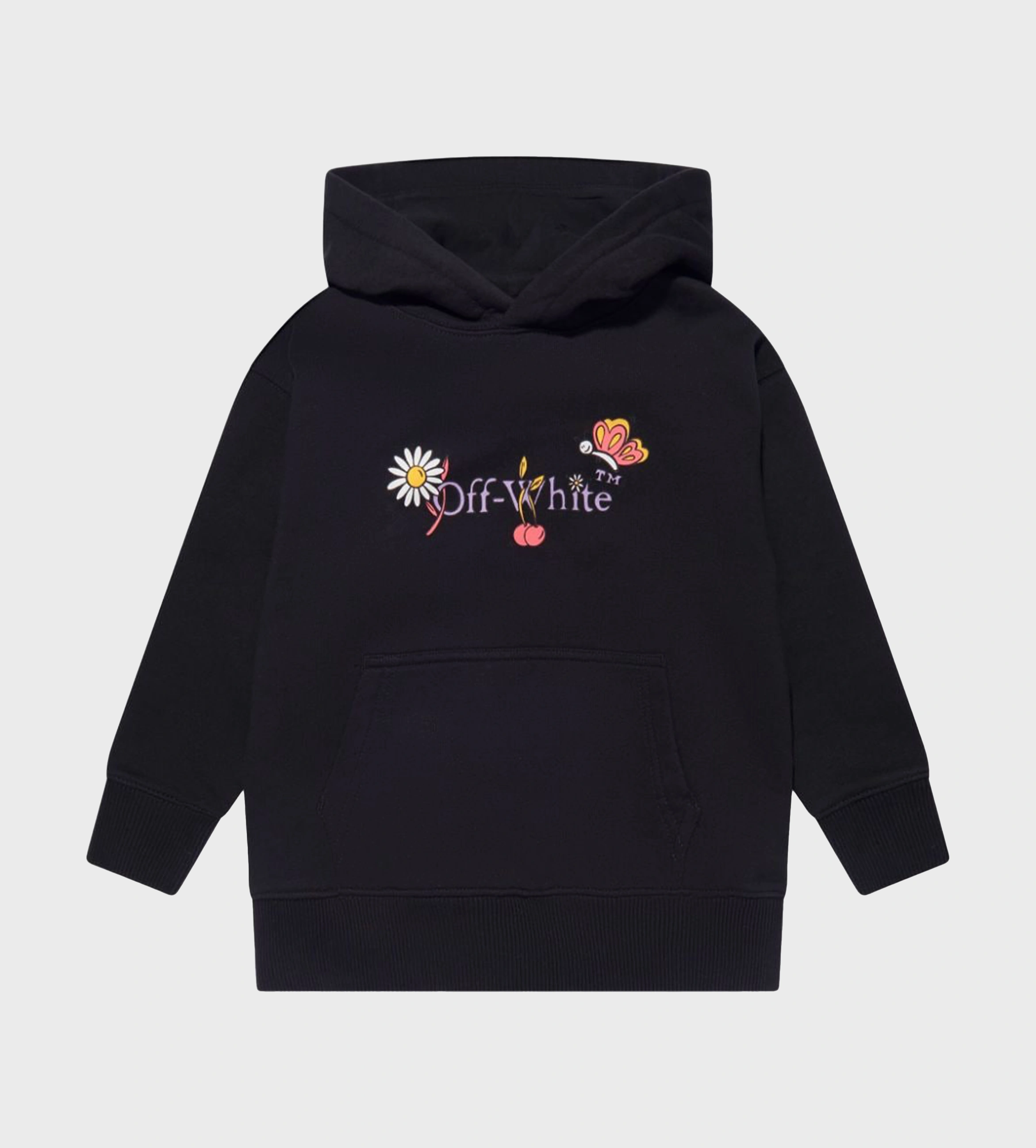 Funny Flower Hoodie Black Lila