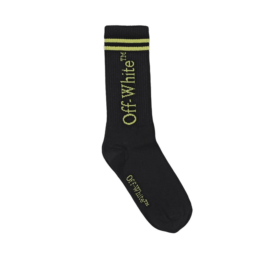 Off-White Casual Logo Long Socks in Black & Yellow (Kids)