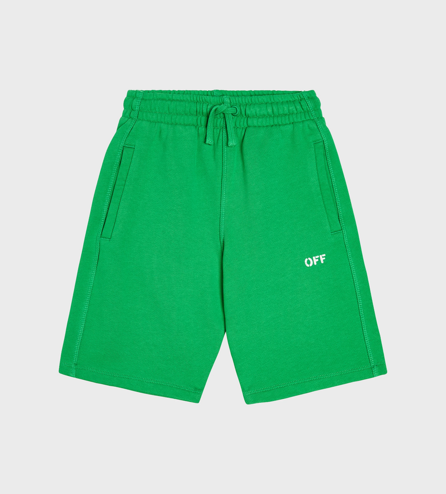 Off Stamp Plain Shorts Green