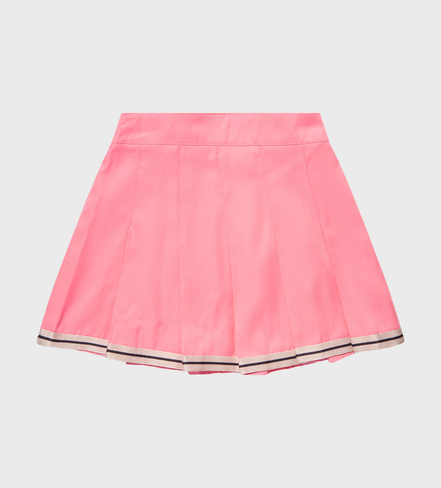 Stripe-Trim Pleated Mini Skirt Pink