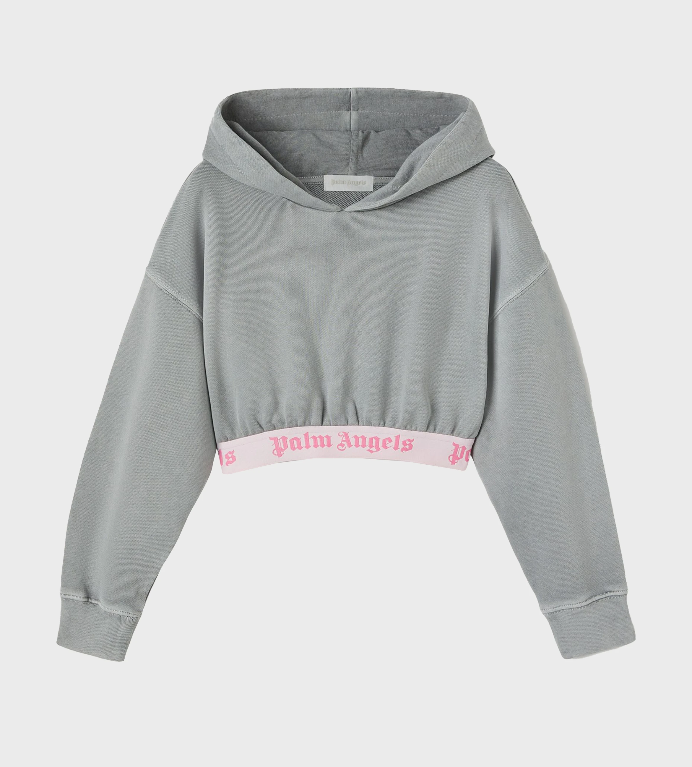 Logo Band Cropped Hoodie Grey